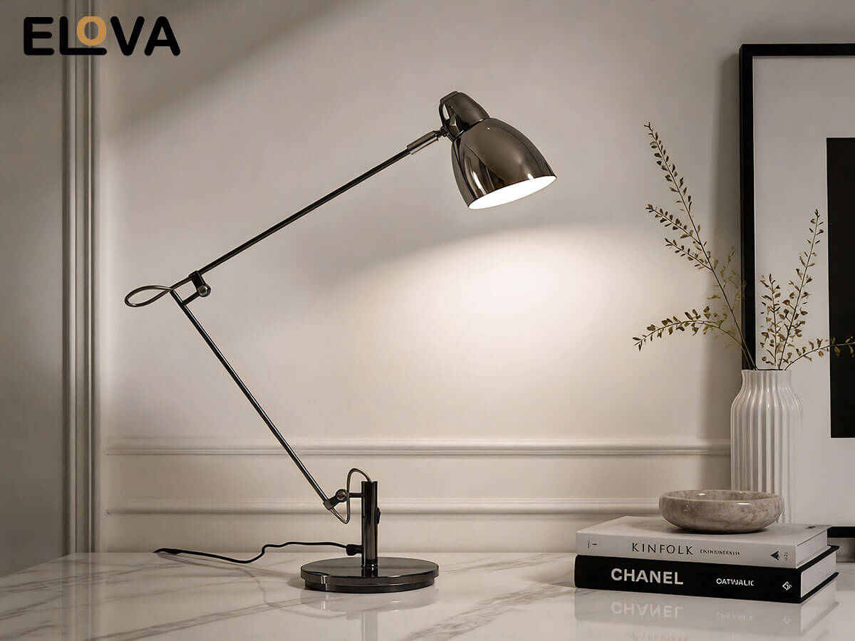 phối cảnh không gian tối giản với đèn bàn cao cấp EDB002DN
